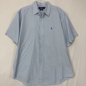 Ralph Lauren Blake Button Down Shirt XL Blue Striped Short Sleeve Relaxed Fit